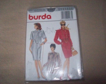 Burda 4187 Sewing Pattern, Burda Shirtwaist Dress Pattern, Burda Shirt Tunic Sewing Pattern, Burda Dress and Shirt Patterns sizes 12 to 24