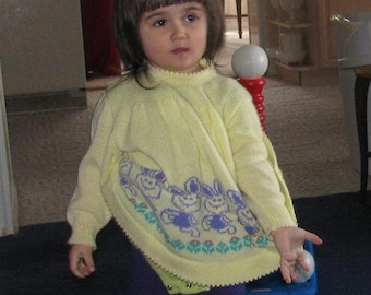 Machine Knit Baby Sweater Dress Pattern: Picot Hem, Pullover (PDF Pattern)