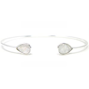 Pulseira ajustável de prata esterlina com pedra da lua