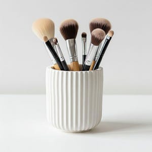 Ribbed Round storage pot | Gypsum Concrete|  Handmade Neutral home decor and gifts.