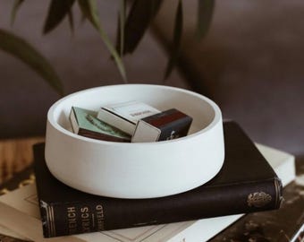 Dekorative Beton Schüssel | Handgemachte moderne minimalistische Wohnkultur | Gips Cement Catchall Dish | Runde Schüssel Statement Herzstück