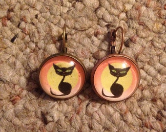 Halloween Kitty Image Earrings-FREE SHIPPING-