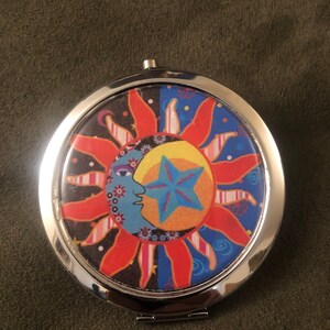 Sun and Moon Art Compact Mirror -Handmade-FREE SHIPPING