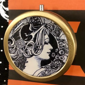 Art Deco image pill box-FREE SHIPPING-