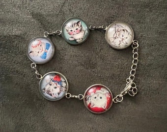 Cute Vintage Kitty Cat Image Bracelet