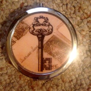 Skeleton Key Compact Mirror -Handmade-FREE SHIPPING
