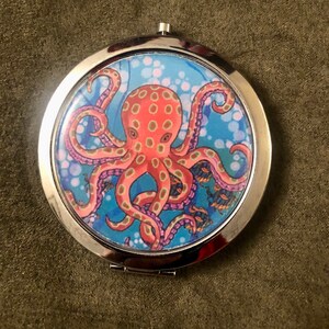 Octopus Image Compact Mirror -Handmade-FREE SHIPPING
