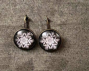 Snowflake Winter Christmas Holiday Bronze or Copper Earrings-FREE SHIPPING-