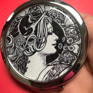 Art Deco Image Compact Mirror -Handmade-FREE SHIPPING
