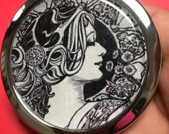 Art Deco Image Compact Mirror -Handmade-FREE SHIPPING