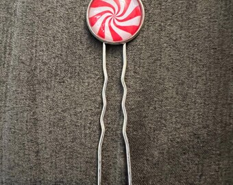 Peppermint Red and White Swirl Image Hair Accessory-FREE SHIPPING-