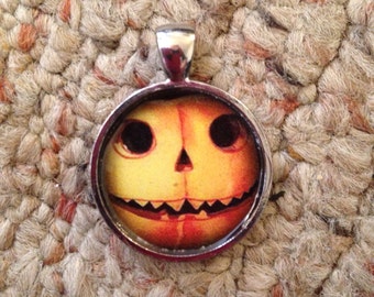 Jack O Lantern Image Pendant Necklace-FREE SHIPPING-