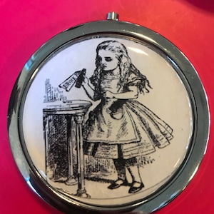 Alice in Wonderland Compact Mirror -Handmade-FREE SHIPPING
