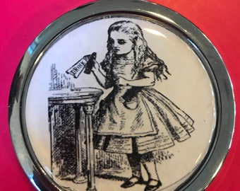 Alice in Wonderland Compact Mirror -Handmade-FREE SHIPPING