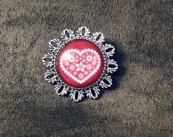 Valentine Heart Image Brooch-FREE SHIPPING-