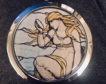 Mermaid Compact Mirror -Handmade-FREE SHIPPING
