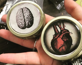 Heart or Brain image pill box-FREE SHIPPING-choose one