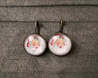 Santa Christmas Holiday Bronze or Copper Earrings-FREE SHIPPING-