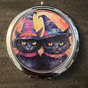 Black Cats Image Compact Mirror -Handmade -FREE SHIPPING
