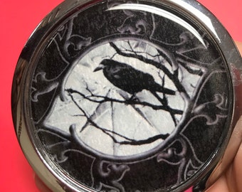 Raven Image Compact Mirror -Handmade-FREE SHIPPING