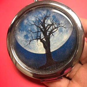 Spooky Moon Image Compact Mirror -Handmade-FREE SHIPPING