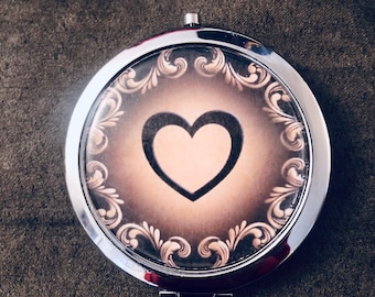 Heart Valentine Image Compact Mirror -Handmade-FREE SHIPPING