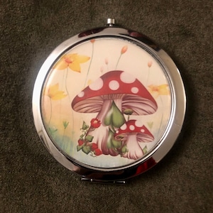 Mushroom Forest Theme Compact Mirror -Handmade-FREE SHIPPING