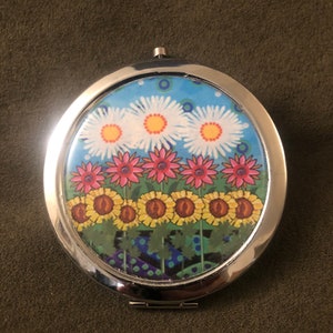 Flower Art Compact Mirror -Handmade-FREE SHIPPING
