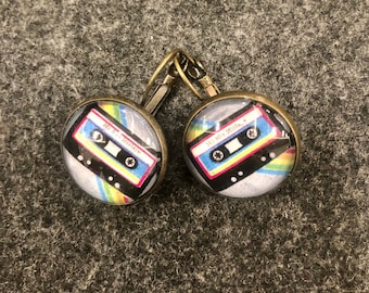 Retro 80s Cassette Tape Bronze or Copper Earrings-FREE SHIPPING-