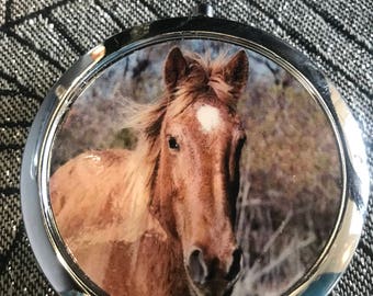 Horse Compact Mirror -Handmade Original Photography-FREE SHIPPING