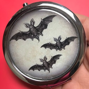 Bat Image Compact Mirror -Handmade-FREE SHIPPING