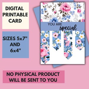 Tarjeta de agradecimiento imprimible Descarga instantánea Imprimibles Tarjeta digital Tarjeta "Eres especial" Descargar e imprimir Impresión casera de 5x7 PDF plegable de 6x4