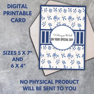 Biglietto di auguri per un giorno speciale stampabile - Biglietto digitale - download immediato - auguri - blu navy, bianco - biglietto per donna, biglietto-per-lei