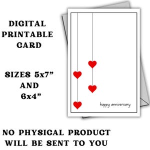 Tarjeta de feliz aniversario imprimible para ella / Descarga digital / Tarjeta romántica DIY para él / Descarga instantánea en PDF Tarjeta de amor Compromiso de boda