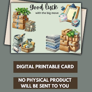 Carte porte-bonheur imprimable Téléchargement instantané Imprimables numériques Bonne chance avec le grand déménagement Téléchargez et imprimez à la maison PDF pliable 5 x 7 6 x 4