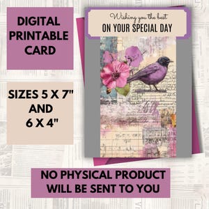 Tarjeta de mejores deseos imprimible - Tarjeta digital encantadora para días especiales - Tarjeta de mejores deseos imprimible - Descarga instantánea - tarjeta para ella