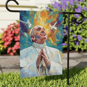 Bandiera commemorativa del giardino di Papa Francesco, Pregate per Papa Francesco, Decorazioni religiose per esterni, Striscioni per giardini cattolici, Regalo religioso cristiano, Segnali RIP