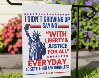 Liberty and Justice for All Flag Equality Human Rights Yard Sign Protest  Political Quote Banner Liberal Resist Outdoor Anti-Authoritarian