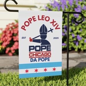 Bandiera da giardino di Chicago con Papa Leone XIV, insegna di Papa Robert Prevost, bandiera cattolica del nuovo Papa, decorazioni per la casa del Vaticano, insegna cattolica da giardino, regalo "Da Pope"