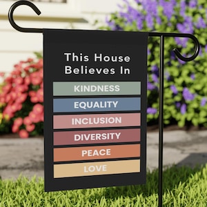 This House Believe In Garden Flag Democratic yard sign Liberal Feminist Gift Activism outdoor decor BLM LGBTQ Social Justice Sign Anti Trump
