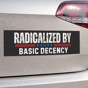 Radicalized by Basic Decency Car Magnet Human Rights Protest Bumper Sticker Social Justice Decal Liberal Democrat Anti Trump Anti-racism