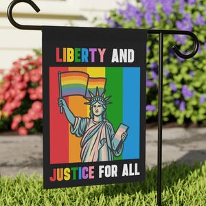 Freiheit und Gerechtigkeit für alle Gartenfahne LGBTQ+ Pride Ally Signs inclusive Equalty Yard Decor lgbtq Bisexual Gay Pride Month Vielfaltsfahne
