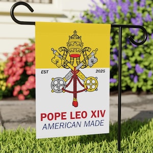 Bandiera di Papa Leone XIV, bandiera da giardino Habemus Papam, bandiera cattolica del Nuovo Papa, decorazione con bandiera del Vaticano, cartello cattolico da giardino, bandiera cattolica da giardino
