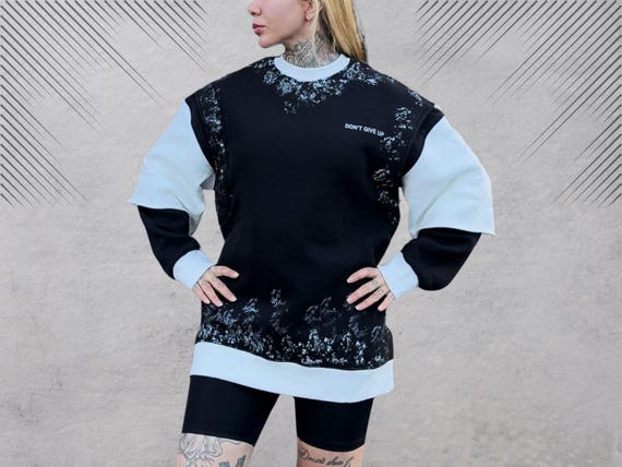 Heavyweight Layered Sleeve Sweatshirt • Casual Unisex Streetwear Pullover • Unique Oversized Crewneck