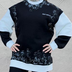 Heavyweight Layered Sleeve Sweatshirt • Casual Unisex Streetwear Pullover • Unique Oversized Crewneck image 1