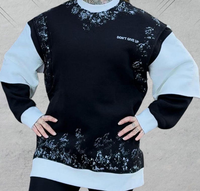 Heavyweight Layered Sleeve Sweatshirt • Casual Unisex Streetwear Pullover • Unique Oversized Crewneck image 1