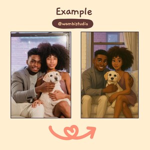 Custom Cartoon Portrait from Your Photo | Personalized Digital Cartoon Drawing | Fun Gift for Couples, Pets, Families & Friends