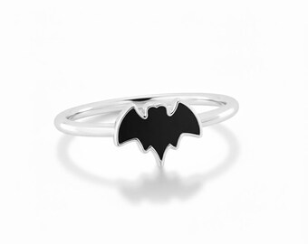Halloween Bat Ring | Gothic Halloween Jewelry, Sterling Silver Bat Ring, Spooky Cute Gift for Her
