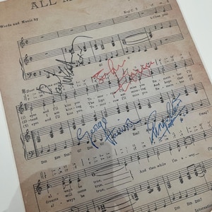Framed Beatles 'All My Loving' Sheet Music 1963 with real ink replica autographs image 12