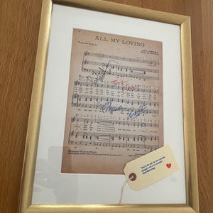 Framed Beatles 'All My Loving' Sheet Music 1963 with real ink replica autographs image 11
